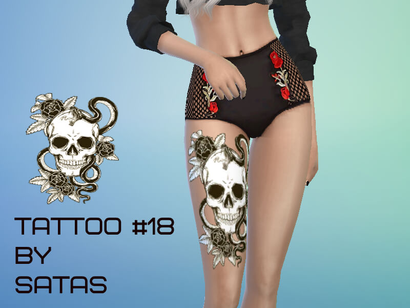 Tattoo Scull - Satas sims 4 tattoos legs