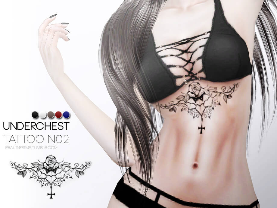 Underchest No2 Tattoo by Praline Sims 4 cc