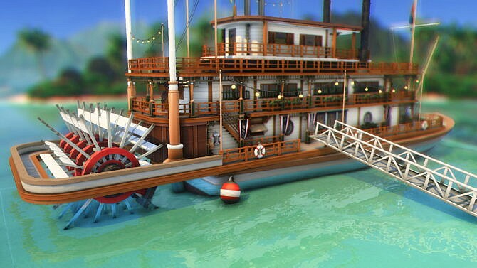 Floating Restaurant Vintage Boat by plumbobkingdom at Mod The Sims 4