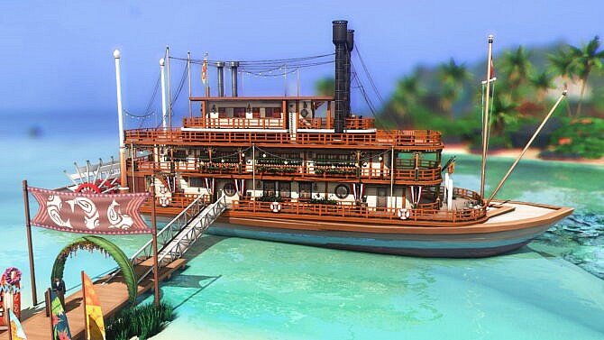 Floating Restaurant Vintage Boat by plumbobkingdom at Mod The Sims 4
