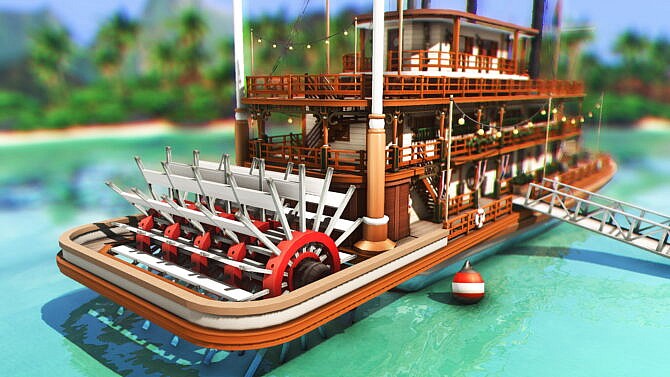 Floating Restaurant Vintage Boat by plumbobkingdom at Mod The Sims 4