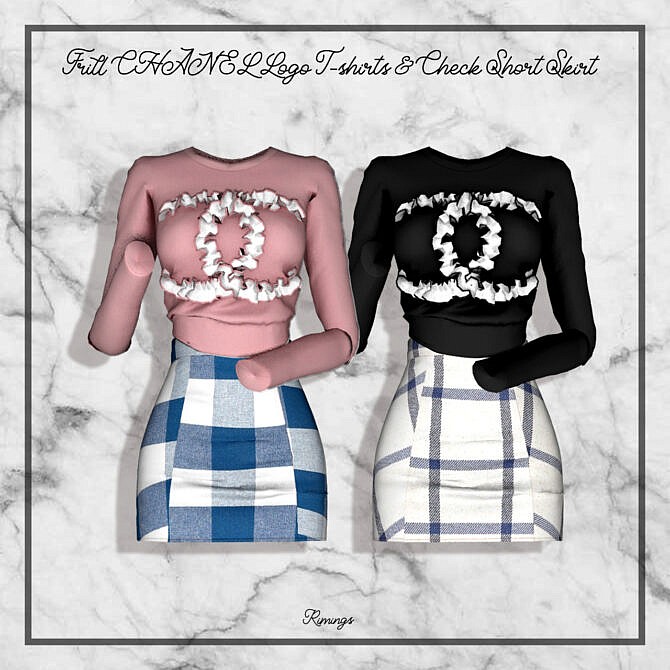 Frill Logo T-shirts & Check Short Skirt at RIMINGs