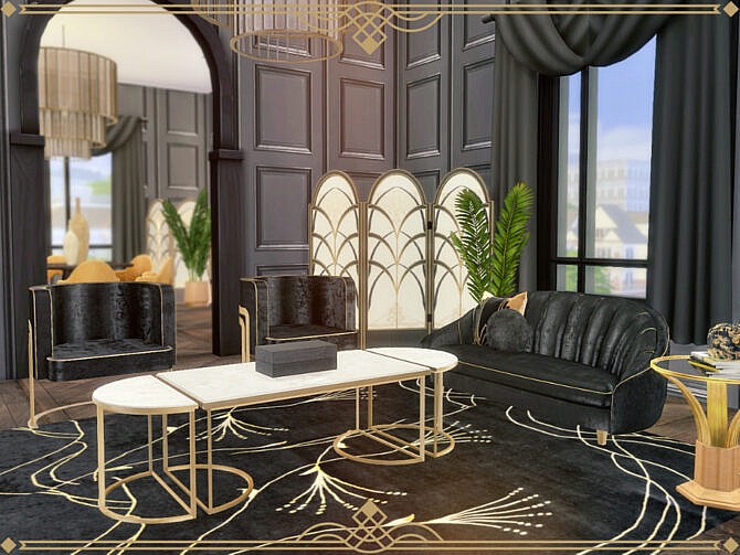 Retro Art Deco Living and Dining Room by Summerr Plays at TSR