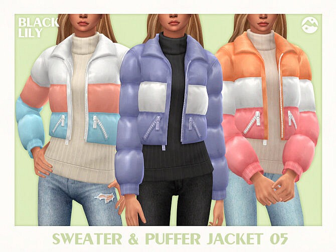 Sweater & Puffer Jacket 05 by Black Lily at TSR