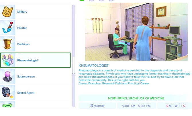The Ultimate Rheumatologist Career by MiraiMayonaka at Mod The Sims 4
