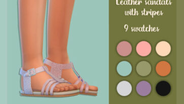 Leather sandals with stripes by MysteriousOo at TSR