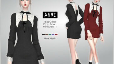 AHRI Big Collar Dress by Helsoseira at TSR