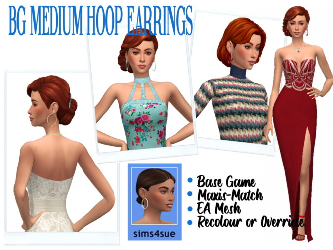 BG MEDIUM HOOP EARRINGS at Sims4Sue