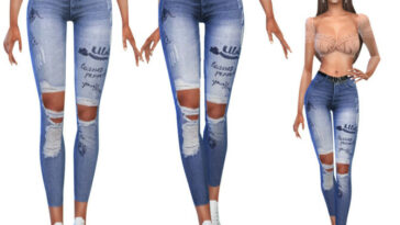 Casual Ripped Jeans with Belt by Saliwa at TSR