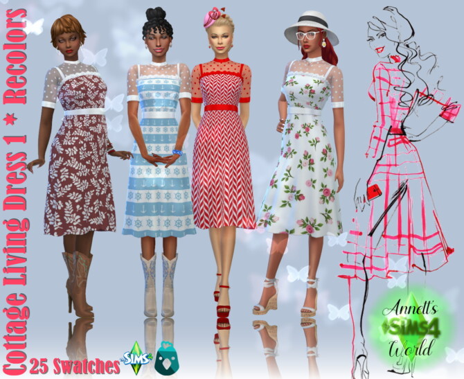Cottage Living Dress 1 Recolors at Annett’s Sims 4 Welt