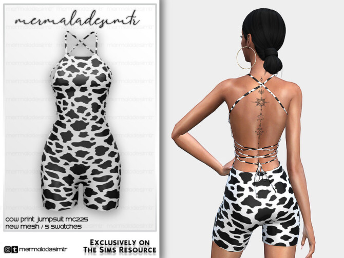 Cow Print Jumpsuit MC225 by mermaladesimtr at TSR