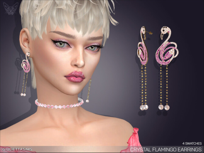 Crystal Flamingo Drop Earrings by feyona at TSR