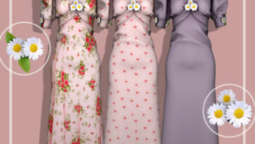 Daisy Flower Long Dress & Flower Hair pin at RIMINGs