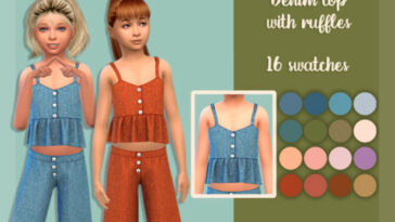 Denim top with ruffles by MysteriousOo at TSR