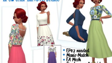 EP02 CALF-LENGTH DRESS at Sims4Sue