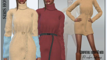 Knitted dress with belt by Sims House at TSR