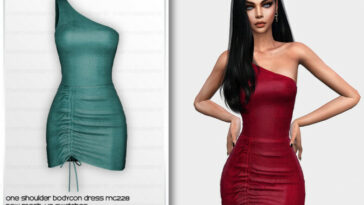 One Shoulder Bodycon Dress MC228 by mermaladesimtr at TSR