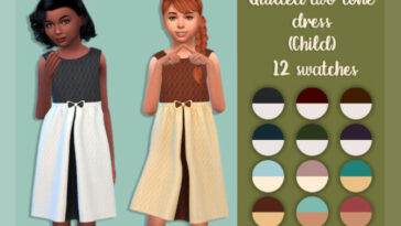 Quilted two-tone dress Child by MysteriousOo at TSR