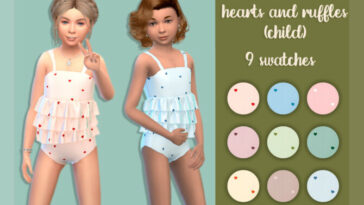 Swimsuit with hearts and ruffles (child) by MysteriousOo at TSR