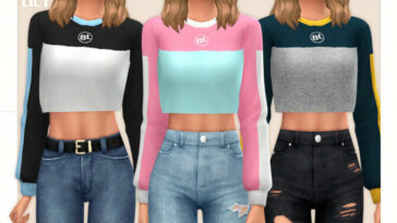 Three Color Crop Sweater 03 by Black Lily at TSR
