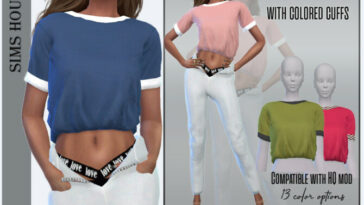 Women’s T-shirt with colored cuffs by Sims House at TSR