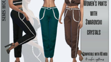 Women’s pants with Swarovski crystals by Sims House at