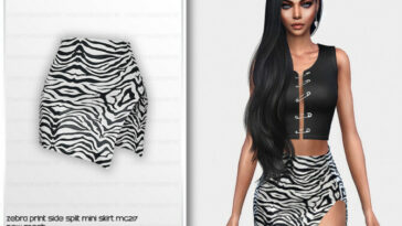 Zebra Print Side Split Mini Skirt MC217 by mermaladesimtr at TSR