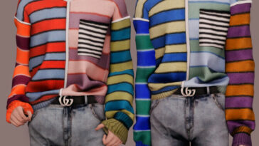 tripe Knitwear & Belt & Short Jeans at RIMINGs