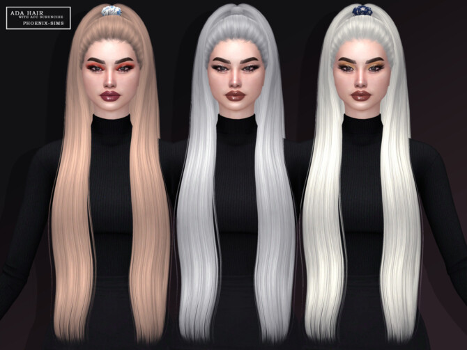 Ada Hair with acc scrunchie + Hallie and Alivia Hairs at Phoenix-Sims