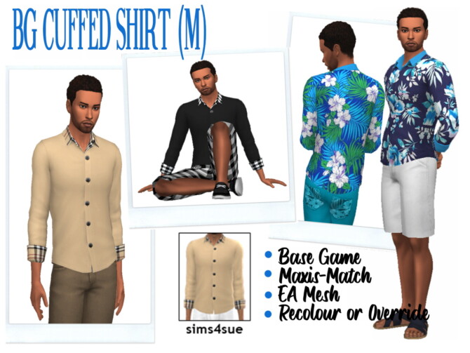 BG CUFFED SHIRT (M) at Sims4Sue