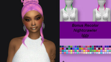Bonus recolor of Nightcrawler’s Iggy hair by PinkyCustomWorld at TSR