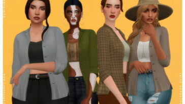 COPACABANA denim shirt with a cropped tank top at Candy Sims 4