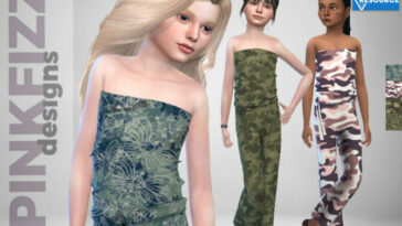 Camo Long Jumpsuit for kids by Pinkfizzzzz at TSR