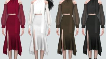 Chiffon OS Blouse With Midi Skirt at Marigold