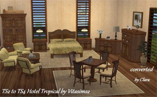 Conversion TS2 to TS4 Hotel Tropical set by Clara at All 4 Sims