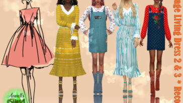 Cottage Living Dress 2 & 3 Recolors at Annett’s Sims 4 Welt