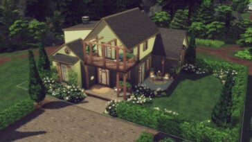 Craftsman Cabin No CC by zhepomme at Mod The Sims 4