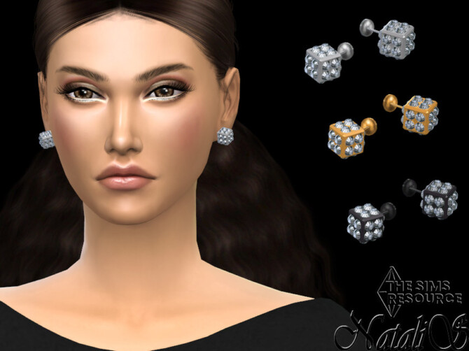 Cube pave stud earrings by NataliS at TSR