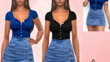 Denim Skirt Outfit by Saliwa at TSR