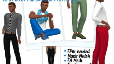 EP01 CROPPED BELTED PANTS (M) at Sims4Sue