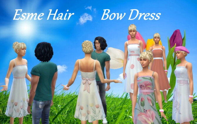 Esme Hair & Bow Dress at Birksches Sims Blog