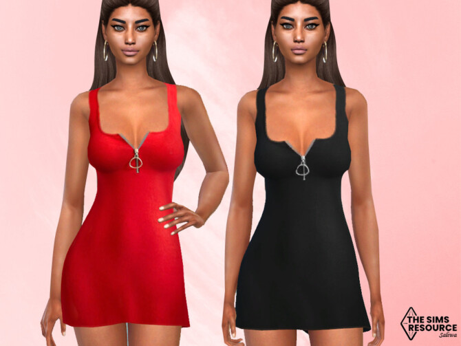 Front Zipper Detail Dresses by Saliwa at TSR