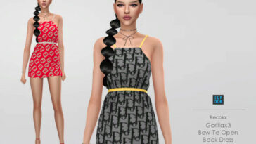 Gorillax3 Bow Tie Open Back Dress RC at Elfdor Sims