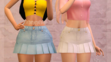 Jeans Short Skirt by Dissia at TSR