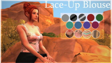 Lace-Up Blouse by KasuRequiem at Mod The Sims 4