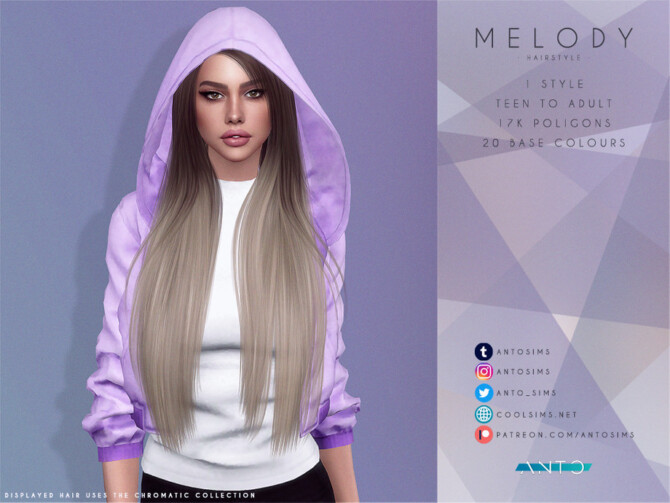 Melody hair by Anto at TSR