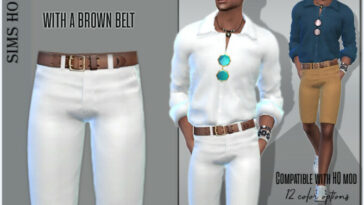 Men’s classic shorts with a brown belt by Sims House at TSR
