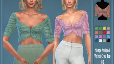 Shape Striped Velvet Crop Top by Harmonia at TSR