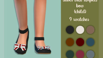 Shoes with striped bow (child) by MysteriousOo at TSR