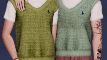 Short Sleeved T-shirt & Sweater Vest & Corduroy Pants at RIMINGs
